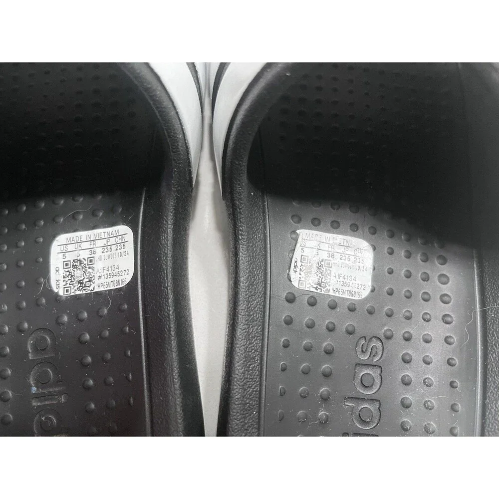 NWOB Adidas Adilette Flow Black White Men’s US 5 EU 38 Slip On Sandal IF4134